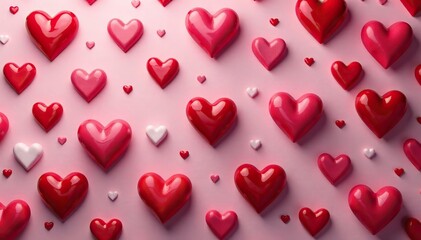 Asymmetrical abstract pattern of hearts on valentine background,  design,  abstract