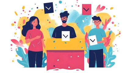 Modern Colorful Flat Design Voting Web Banner Image for Engaging Online Audience