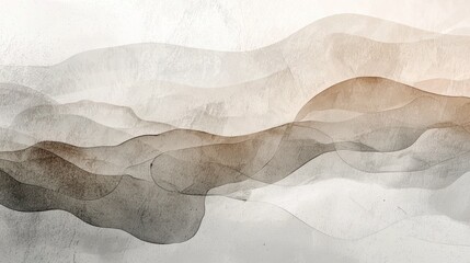 Abstract Waves in Soft Earthy Tones with Fluid Motion and Texture