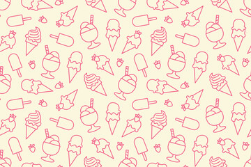 summer seamless ice cream pattern, great for wrapping, textile, wallpaper, greeting card- vector illustration