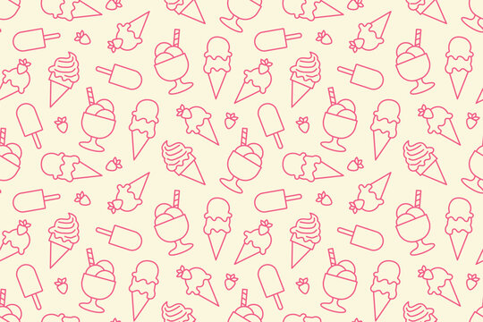 summer seamless ice cream pattern, great for wrapping, textile, wallpaper, greeting card- vector illustration