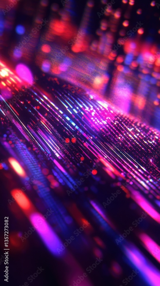 Aufkleber dynamic abstract light streaks in pink and blue creating a futuristic digital neon data wave effect