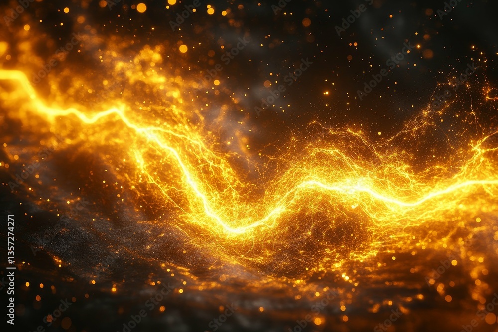 Canvas Prints golden lightning abstract design