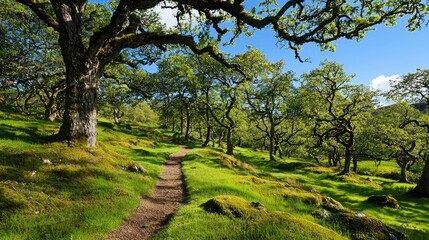 Obraz premium Vibrant green moss with delicate textures, peaceful atmosphere in shaded woodland