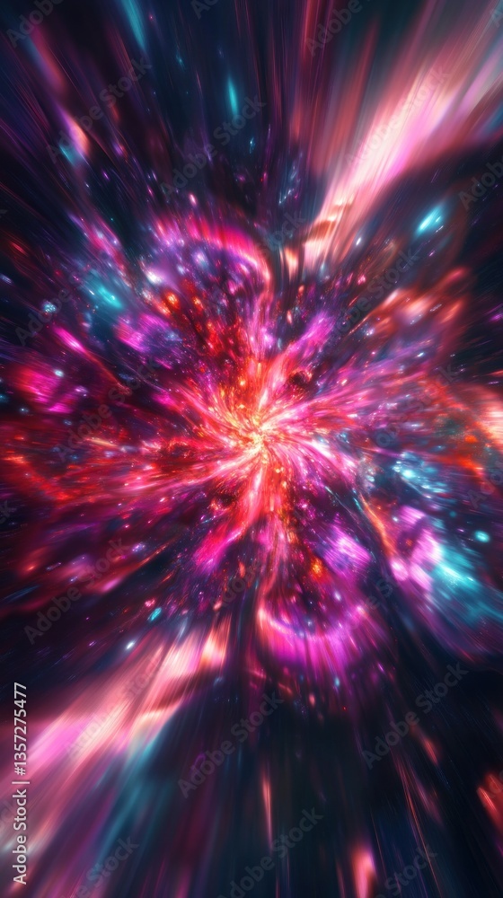 Poster dynamic cosmic explosion in vivid colors abstract background space illustration hyper realistic styl