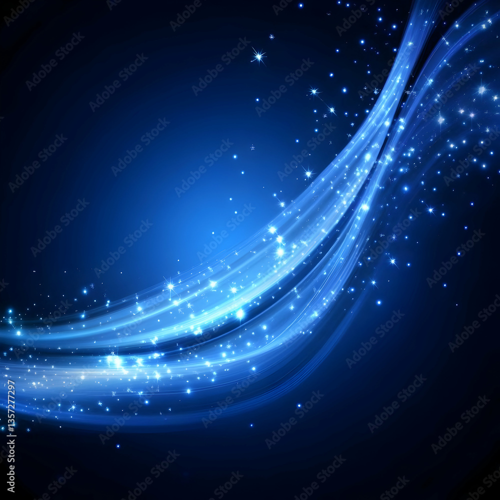 Poster a captivating blue abstract background featuring luminous waves and sparkling elements, perfect for 