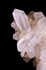 Clear quartz crystals with natural transparency and stunning geometric formations