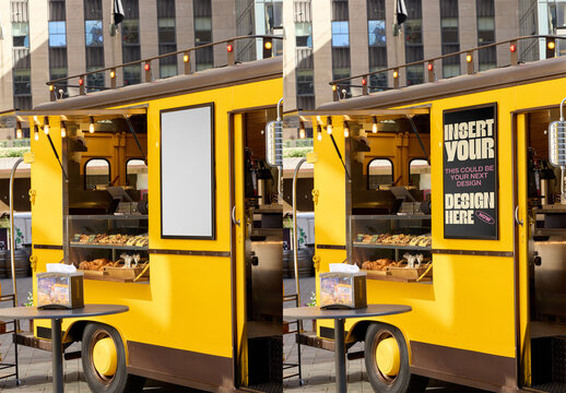 Food Truck in New York. Menu mockup