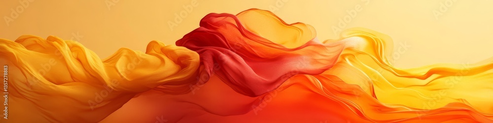 Poster fluid shapes and dynamic colors an abstract background of vibrant yellow and red for modern designs