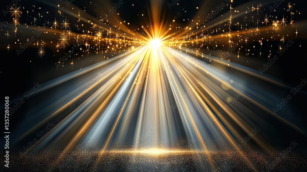 Poster white shining sunburst with rays and sparkles on transparent background