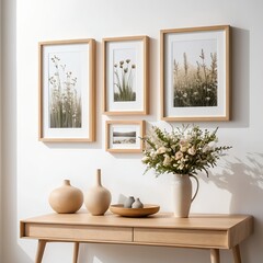 Modern Minimalist Home Decor with Flower Arrangement and Artwork
