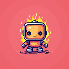funny cartoon fire robot