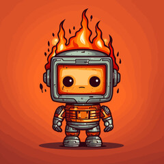 Naklejka premium retro fire robot vector