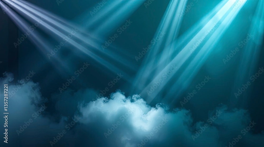 Aufkleber light beams shining through mist creating atmospheric stage backdrop effect