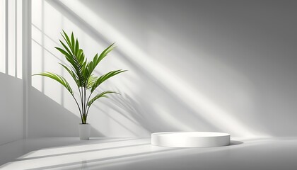 Minimalist Product Display for Sunlit Room.