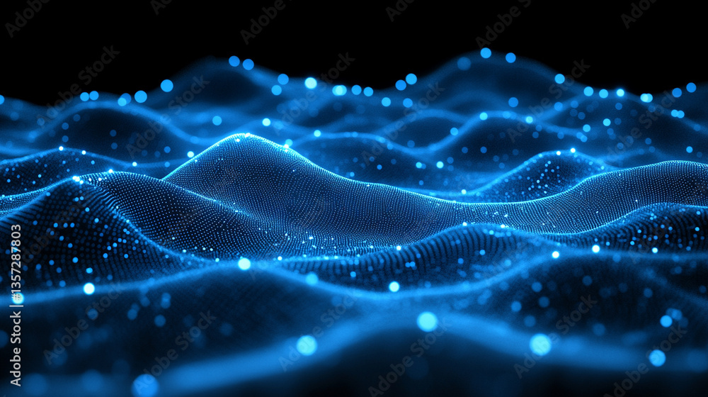 Poster a futuristic building illuminated by glowing digital network lines, representing smart construction 