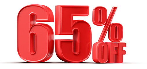 65 Percent Off Sale Red Number Promotion
