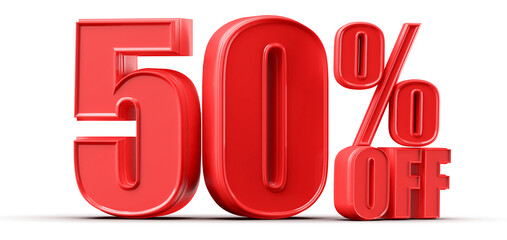 50 Percent Off Sale Red Number Promotion