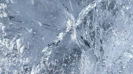Abstract ice texture with bubbles and cracks in cool tones  