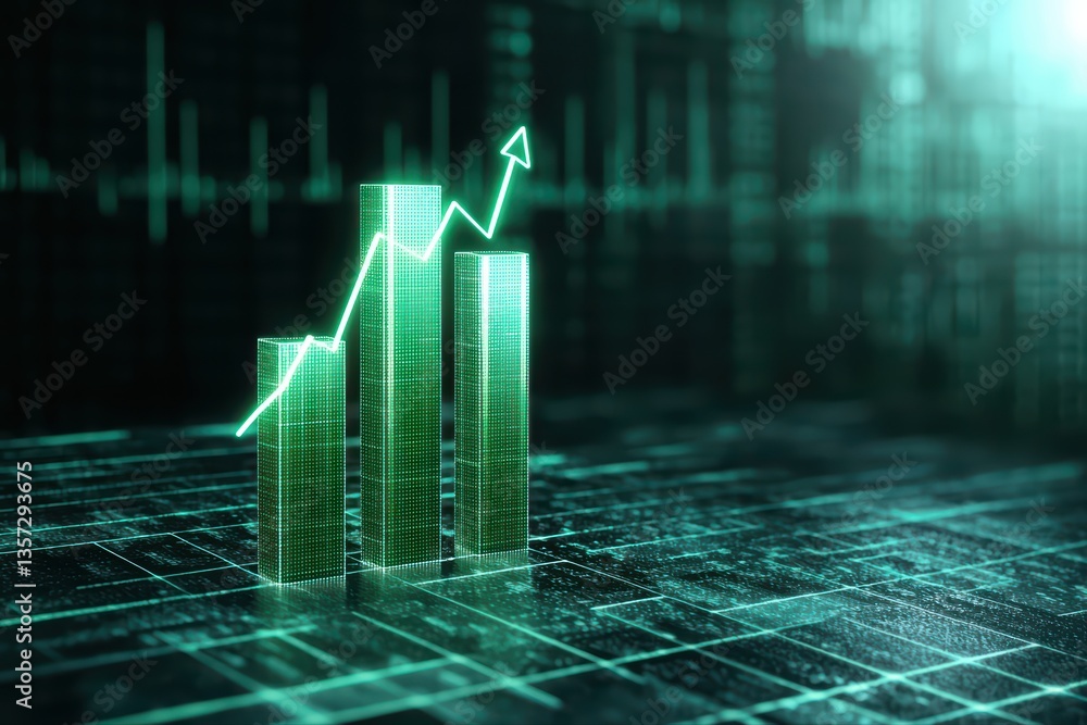 Poster green growth chart with data visualization elements