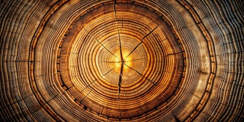 A Detailed Close-Up of the Intricate Annual Rings on a Cross-Section of Wood, Revealing its Rich Texture and Warm Tones