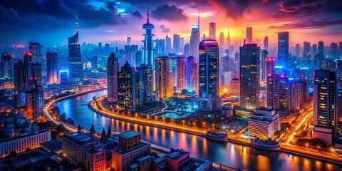 Fototapeta premium Night Cityscape: Royalty Free Music Background, Urban Soundscape, Dark City