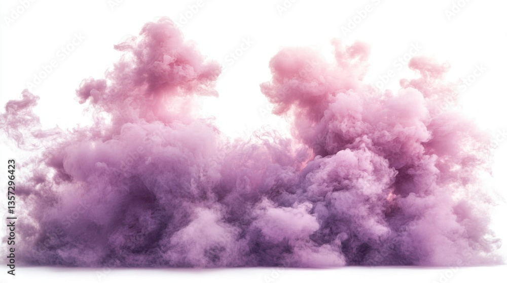 Poster ethereal pink smoke plume against white backdrop creating a dreamy abstract scene with soft light an