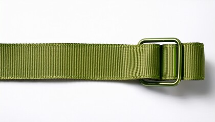 olive green nylon belt strap isolated on white background durable webbing for outdoor gear
