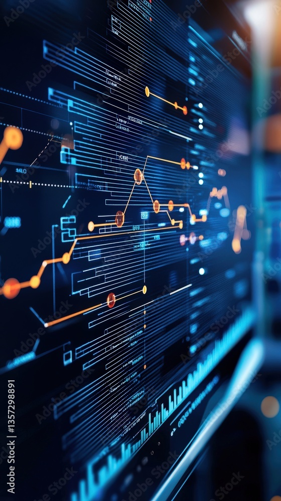 Poster Modern Data Visualization with Graphs and Charts on Screen Display