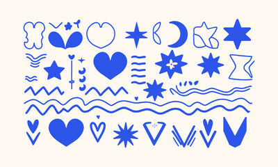 Modern vector-style illustration featuring of simple geometric shapes outlined, easily editable.