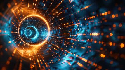 Abstract of particles glowing vivid light with fractal style effect. Futuristic style vortex scene and vividness of color seamless pattern in space. Spiral on universe scene perfect for design. AIG53.