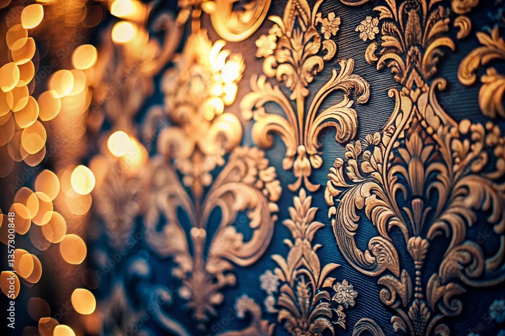 Poster Elegant Damask Pattern with Bokeh Background - Luxurious Texture Design