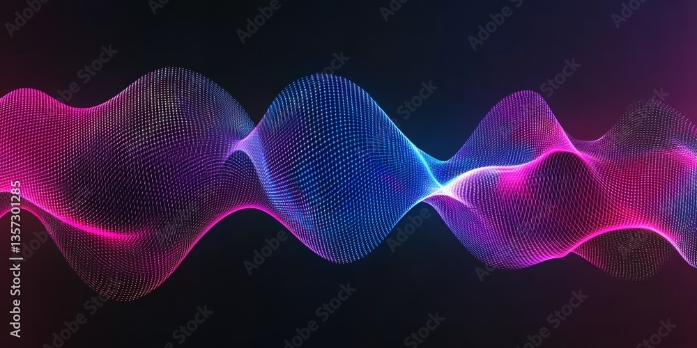 Poster vibrant abstract digital data stream a flow of of energy visualization in blue and pink tones.