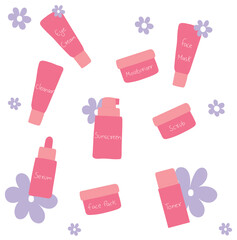 skincare products illustrations set