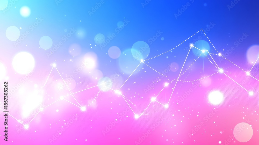 Poster abstract digital network connections, light trails, and bokeh effect on gradient background