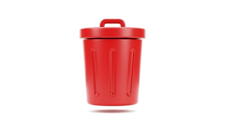 Red Trash Can Illustration for Waste Management and Recycling