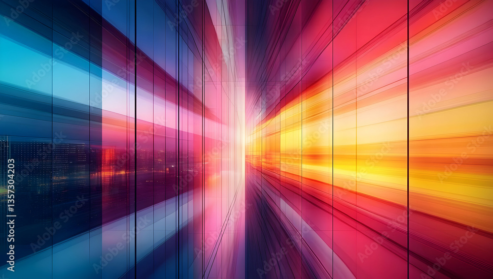 Poster a dynamic abstract image representing speed and innovation, showcasing vibrant colors that symbolize