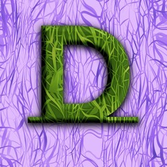 Capital letter D in unique design "Jungle"