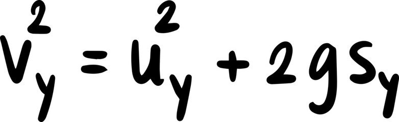Projectile motion physics formulas handwritten illustration