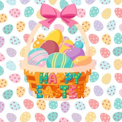Easter template with Easter eggs in the nest


