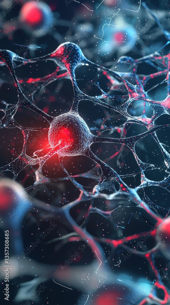 Aufkleber intricate network of neurons with glowing synapses and connections