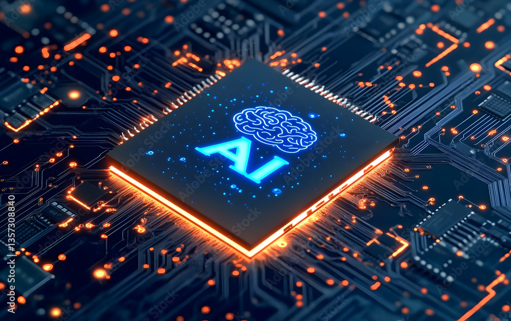 Aufkleber a futuristic ai chip on a circuit board showcasing advanced technology and innovation in artificial 