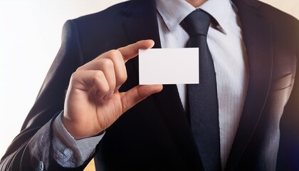 hand holding blank business card