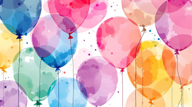 Watercolor balloons on a white background. Seamless pattern