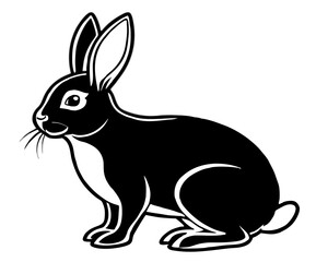 Obraz premium The black rabbit silhouette vector illustration, logo type silhouette is simple and elegant