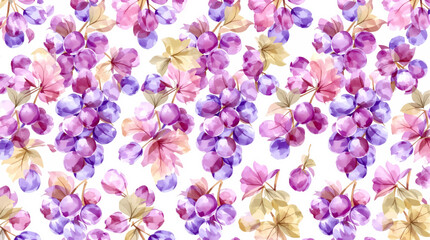 Watercolor grape on the white background