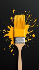 Yellow paintbrush splash for black background.