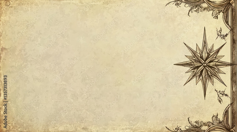 Poster a vintage parchment-style background with a sketched compass rose at the corner.