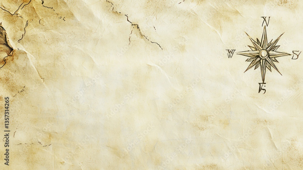 Poster a vintage parchment-style background with a sketched compass rose at the corner.
