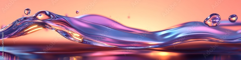 Poster abstract sound visualization. flowing shapes in neon blue and soft lavender color palette.